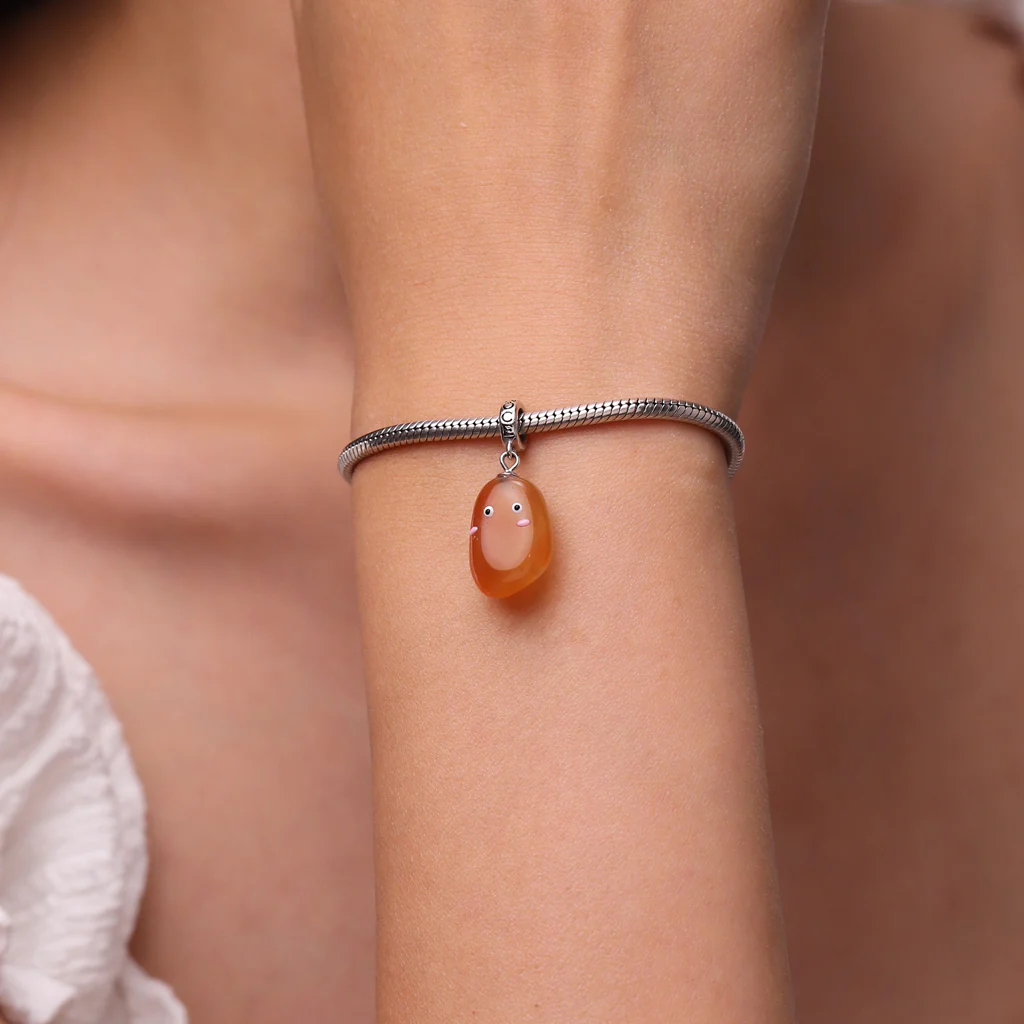 Gnoce Orange Rain Flower Stone Charm Platinum-plated Silver Blend - Image 6