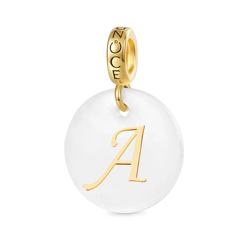 Gnoce Freshwater Shell 26 Letters Charm Platinum-plated Silver Blend