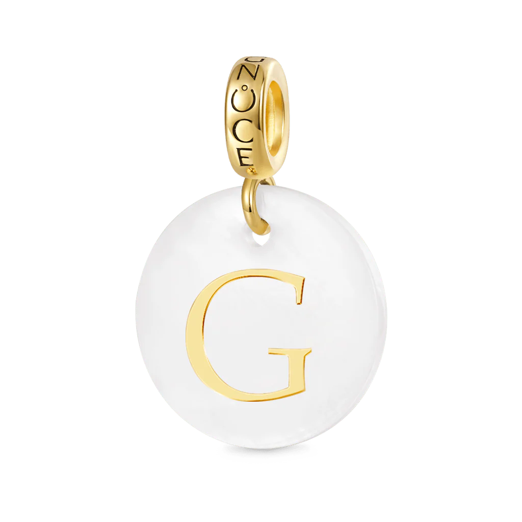 Gnoce Freshwater Shell 26 Letters Charm Platinum-plated Silver Blend - Image 3