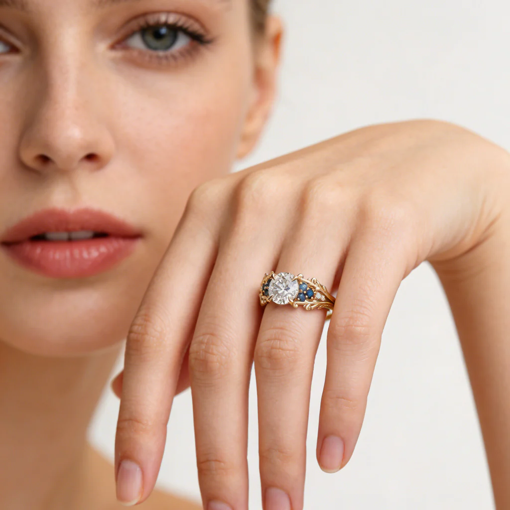 Gnoce Nature-Inspired Round-cut Engagement Ring - Image 3