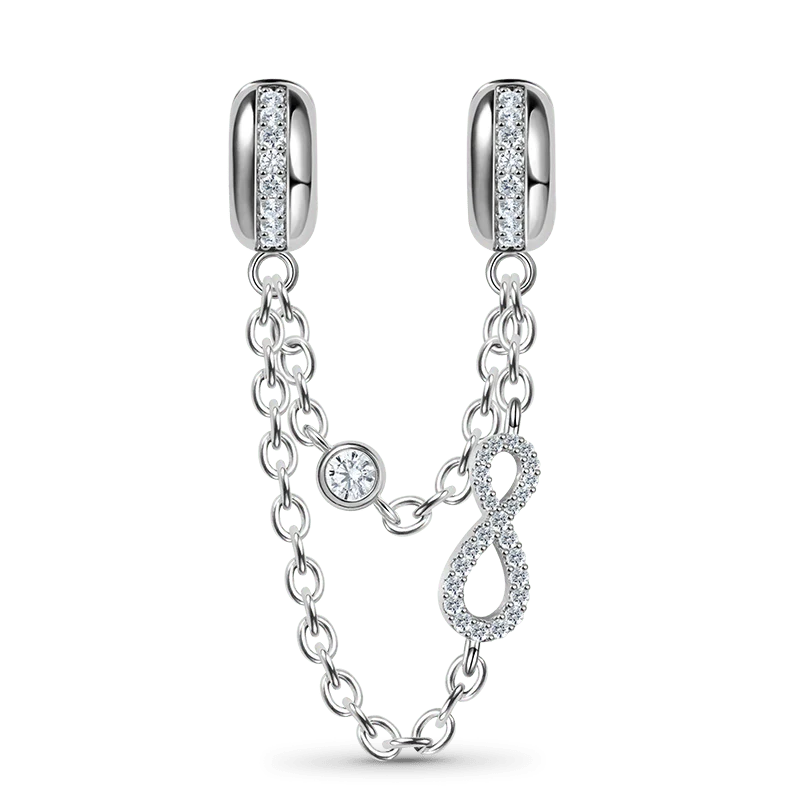 Gnoce Infinity Love Safety Chain Charm Platinum-plated Silver Blend