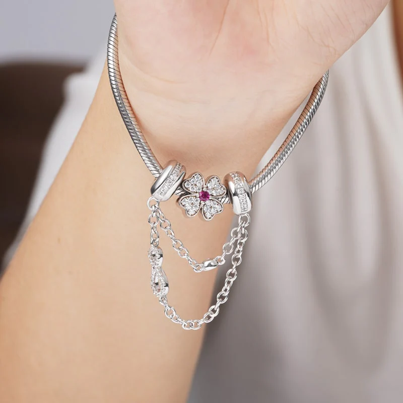 Gnoce Infinity Love Safety Chain Charm Platinum-plated Silver Blend - Image 3