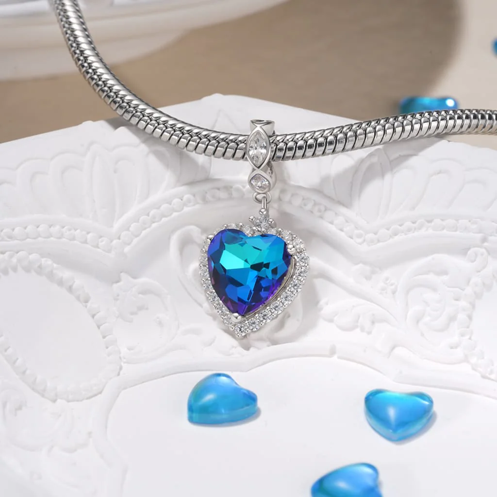 Gnoce Ocean Heart Pendant Dangle Charm - Image 3