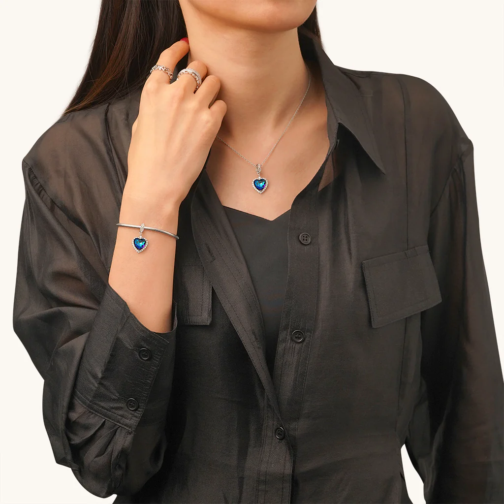 Gnoce Ocean Heart Pendant Dangle Charm - Image 4