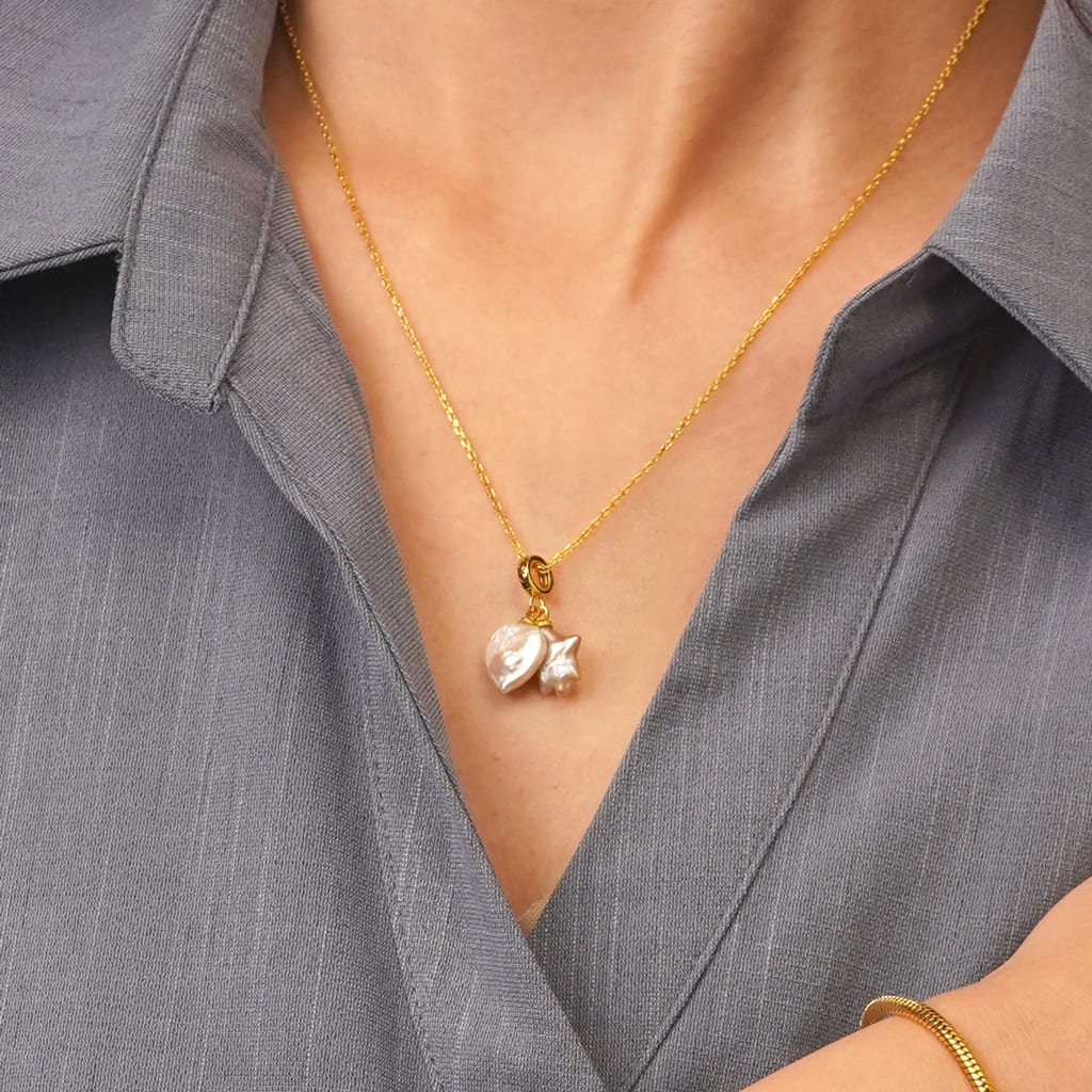 Gnoce Ocean Love Star Pearl Charm Platinum-plated Silver Blend - Image 5