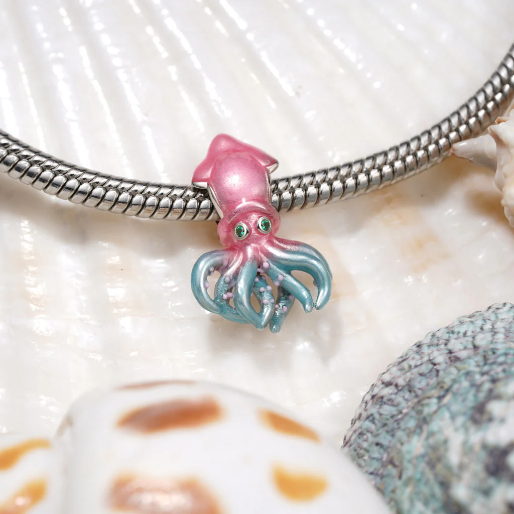 Gnoce Ocean Glow-in-the-Dark Magic Squid Charm Platinum-plated Silver Blend - Image 4