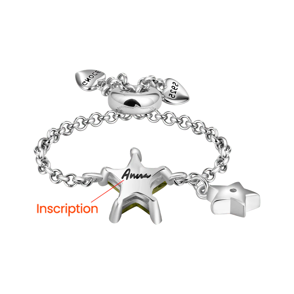 Gnoce Engravable Olive Yellow Star Chain Ring - Image 3