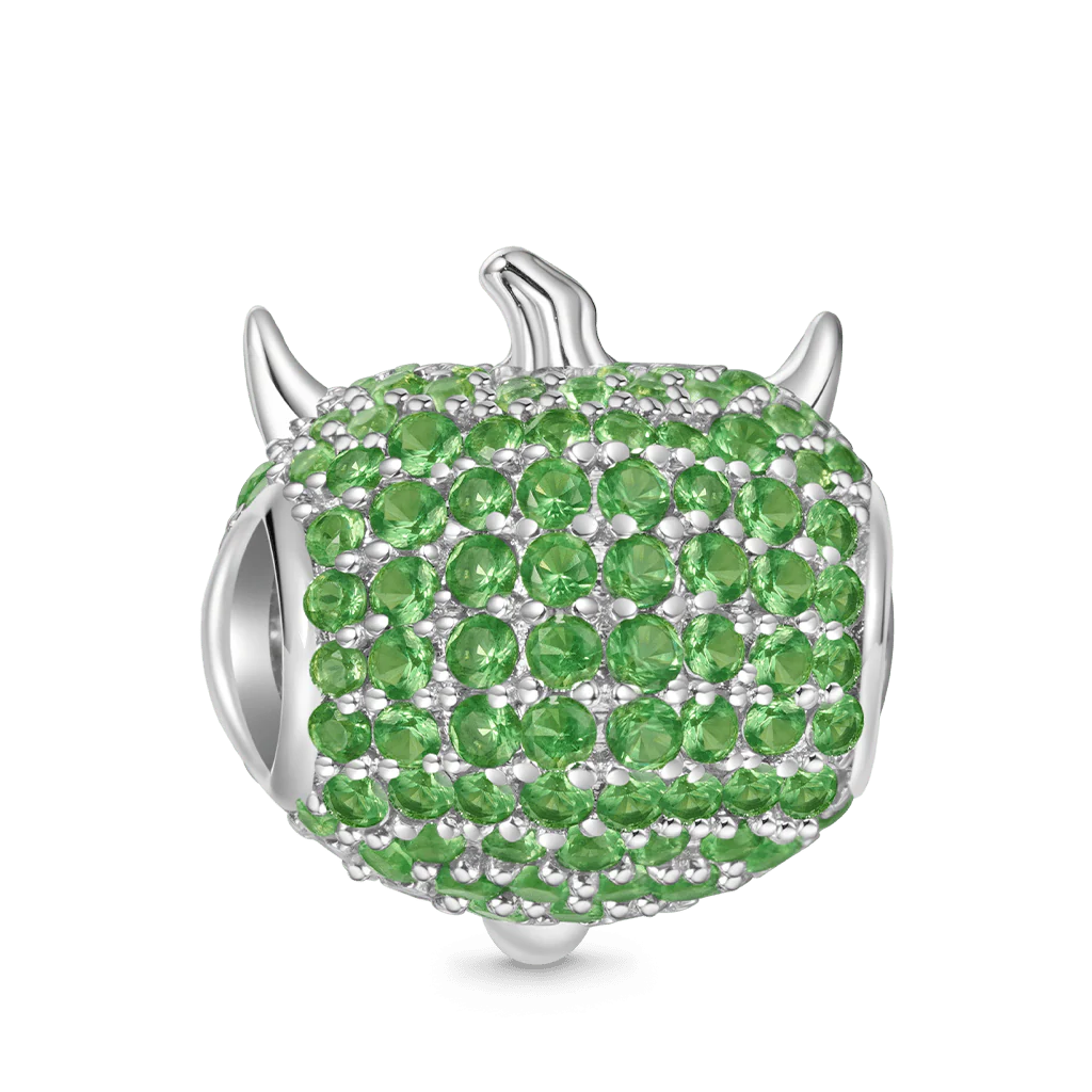 Gnoce One-Eyed Green Monster Pumpkin Charm Platinum-plated Silver Blend - Image 2