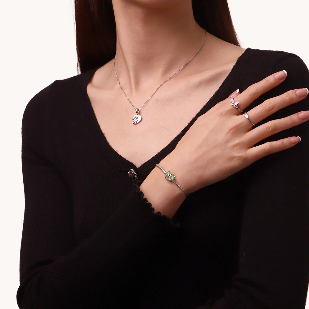 Gnoce One-Eyed Green Monster Pumpkin Charm Platinum-plated Silver Blend - Image 4