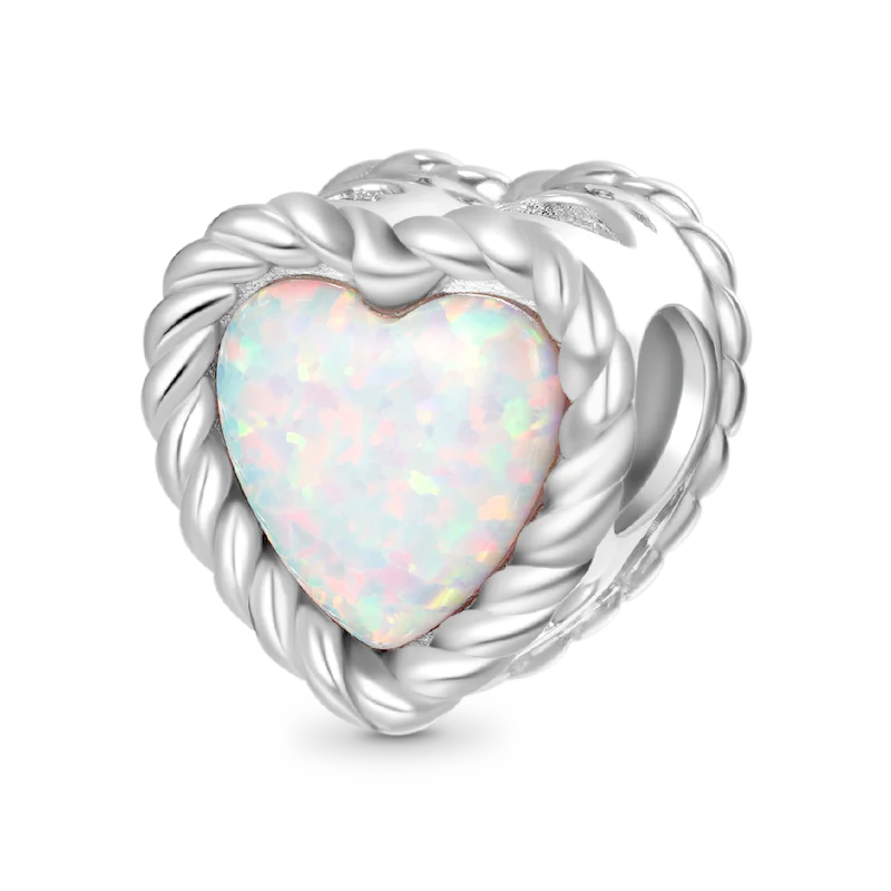 Gnoce Minimalist Natural Opal Heart Charm
