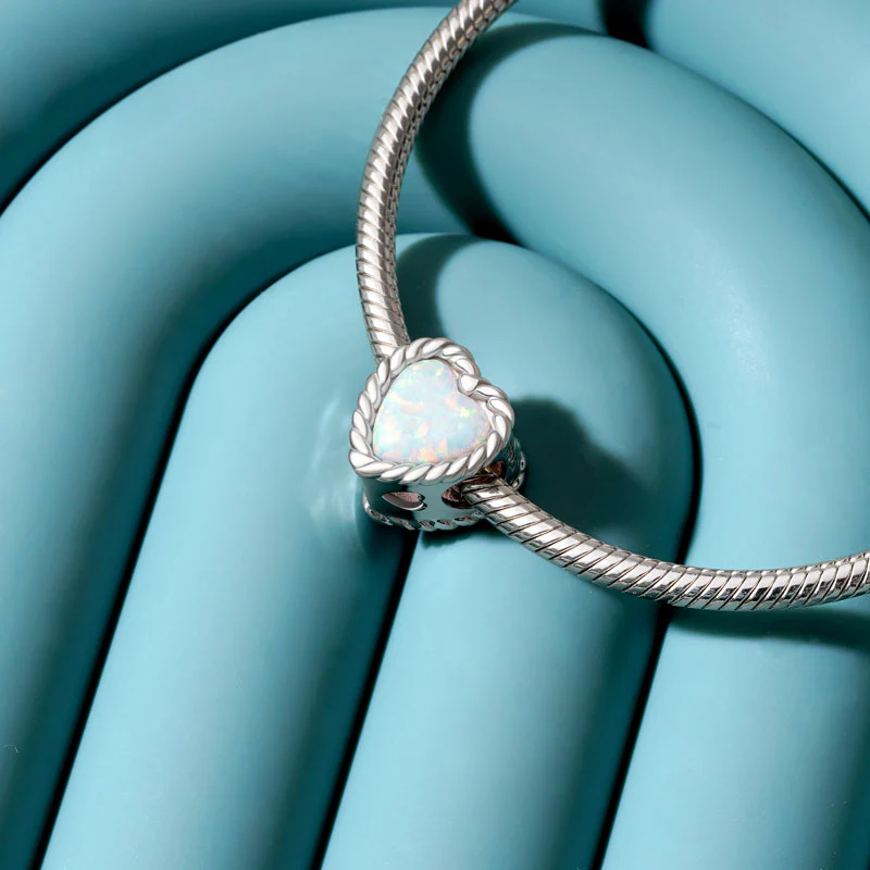 Gnoce Minimalist Natural Opal Heart Charm - Image 2