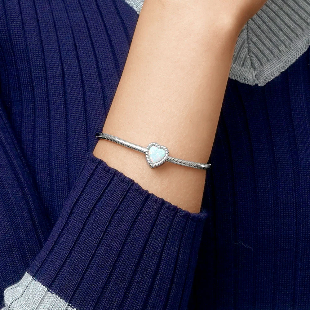 Gnoce Minimalist Natural Opal Heart Charm - Image 4