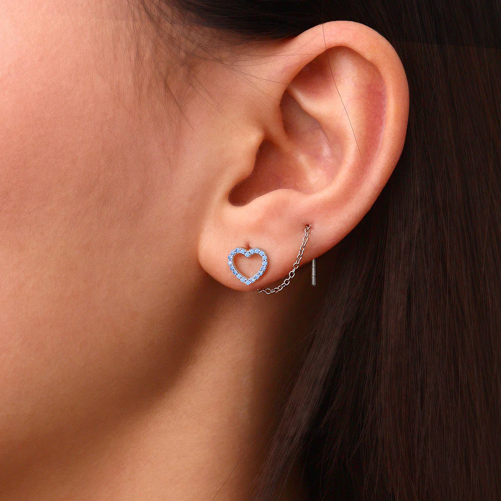 Gnoce Personalized Open Heart Threaders Earrings - Image 7