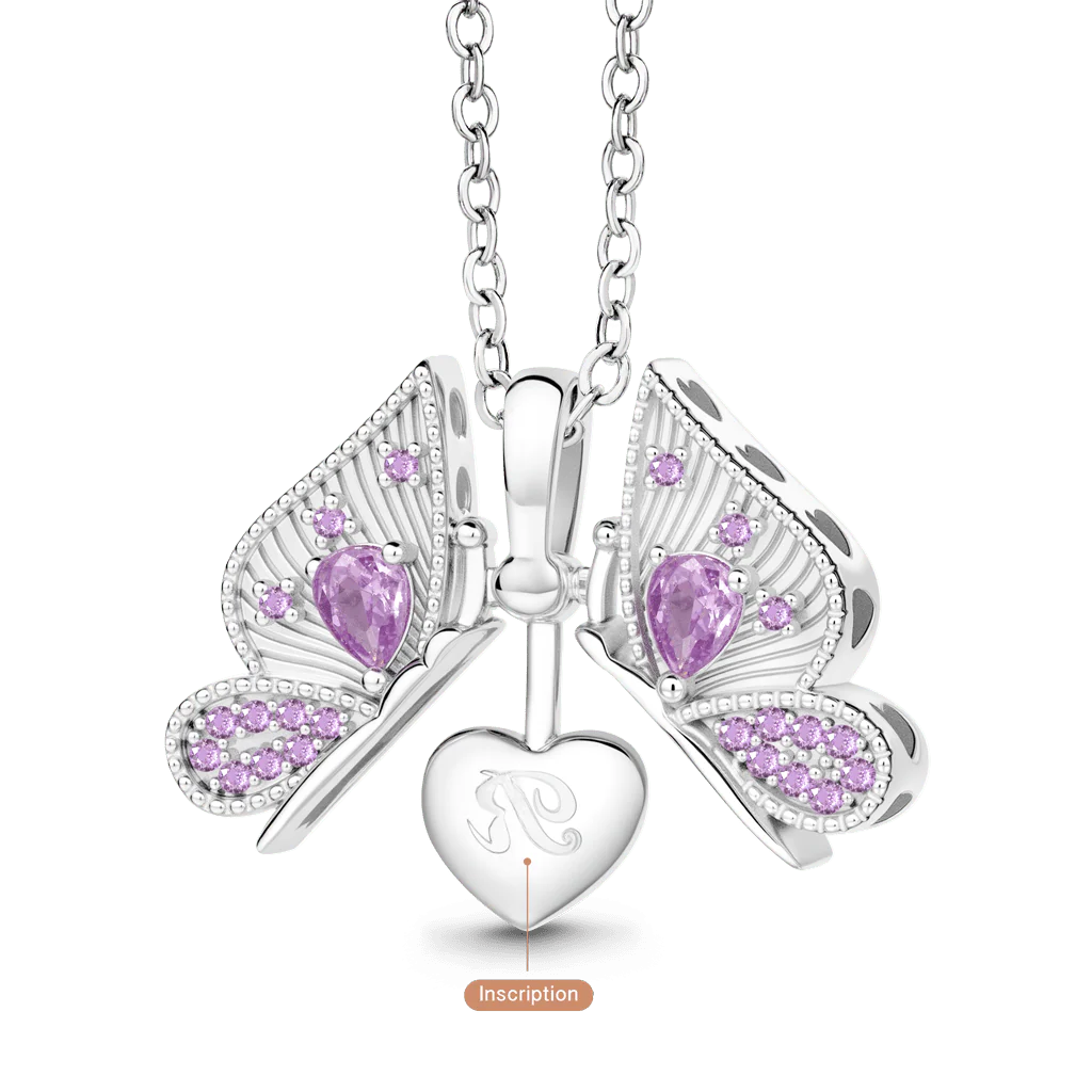 Gnoce  Openable Butterfly Heart Engravable Pendant Dangle Charm - Image 4
