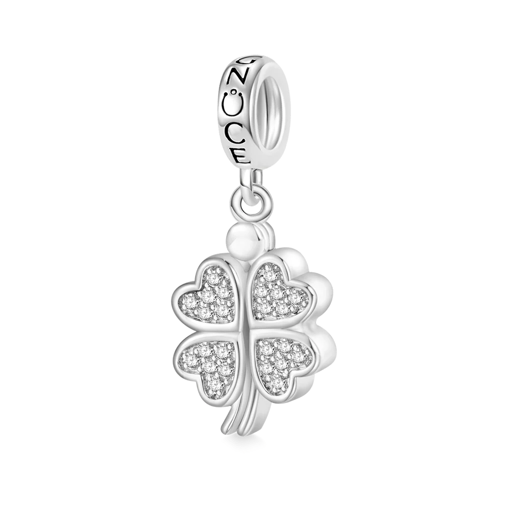 Gnoce Openable Four-leaf Clover Engravable Charm Platinum-plated Silver Blend - Image 2