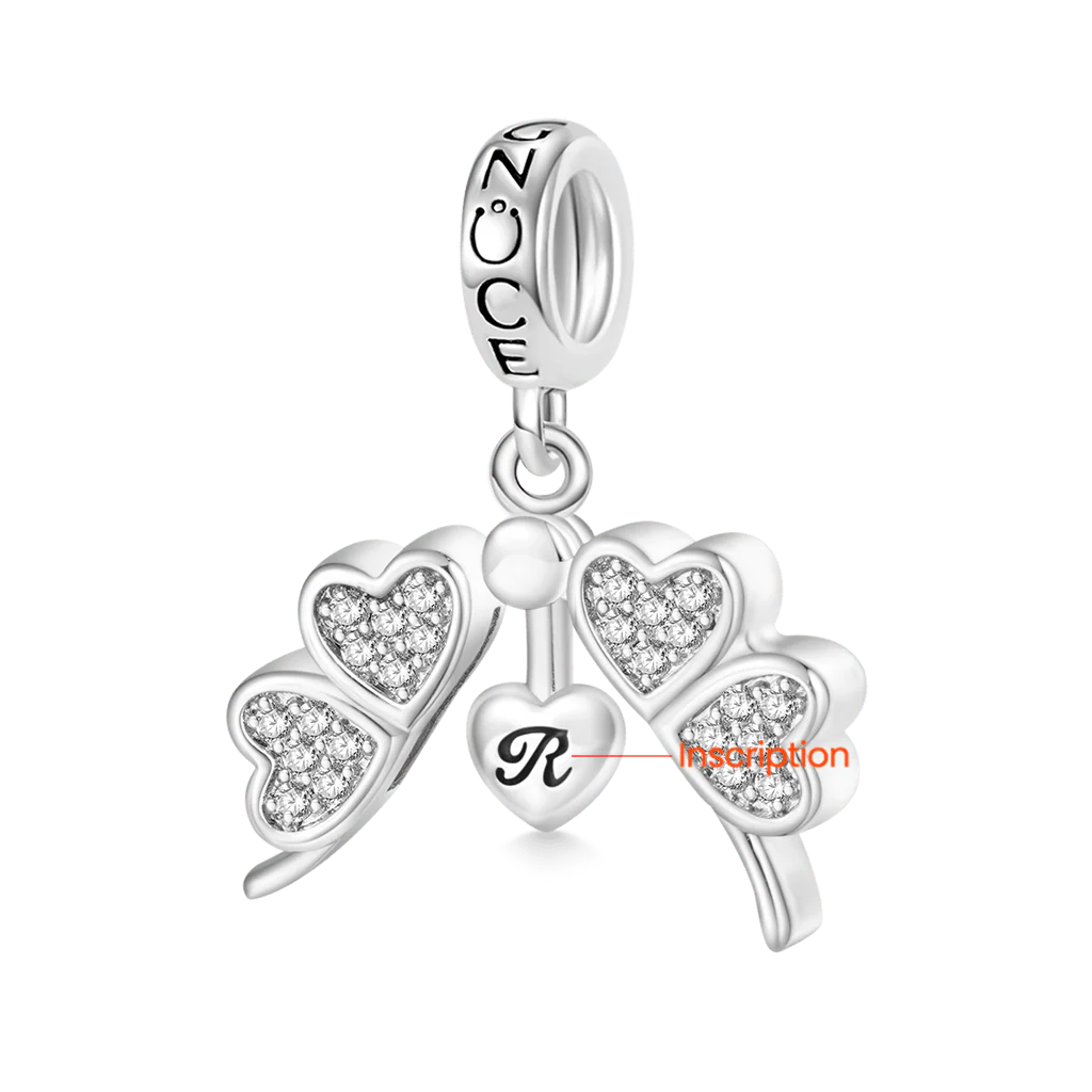 Gnoce Openable Four-leaf Clover Engravable Charm Platinum-plated Silver Blend - Image 3
