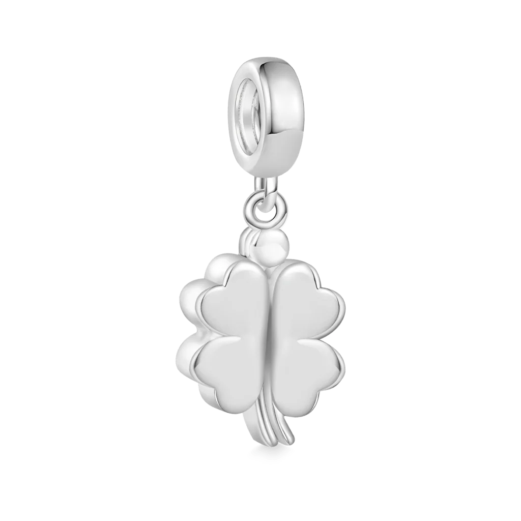 Gnoce Openable Four-leaf Clover Engravable Charm Platinum-plated Silver Blend - Image 4
