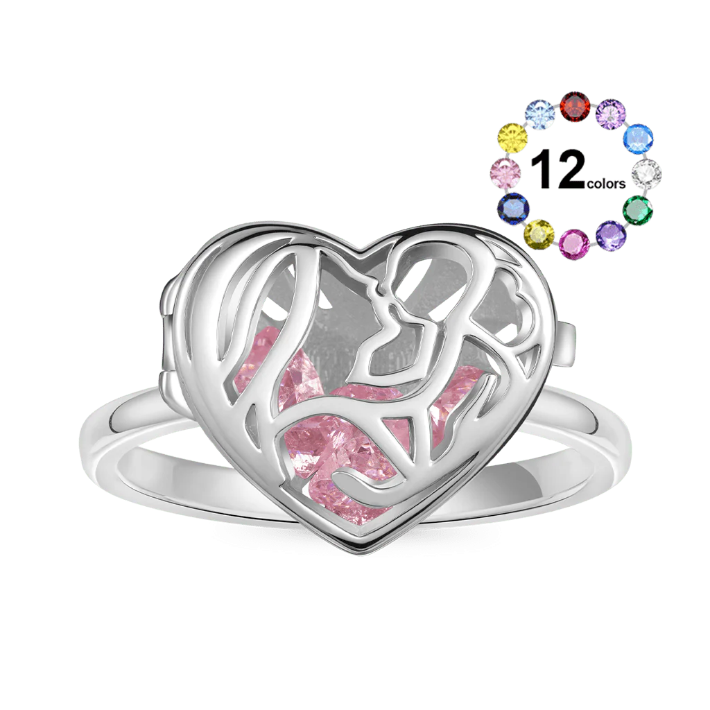 Gnoce Mother's Day Openable Hollow Heart with Diamond Ring - Image 2