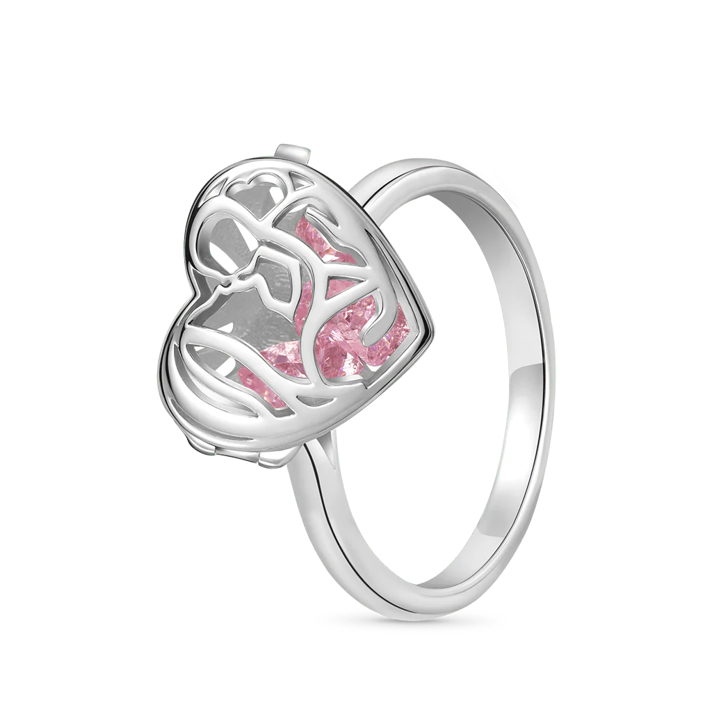 Gnoce Mother's Day Openable Hollow Heart with Diamond Ring - Image 3