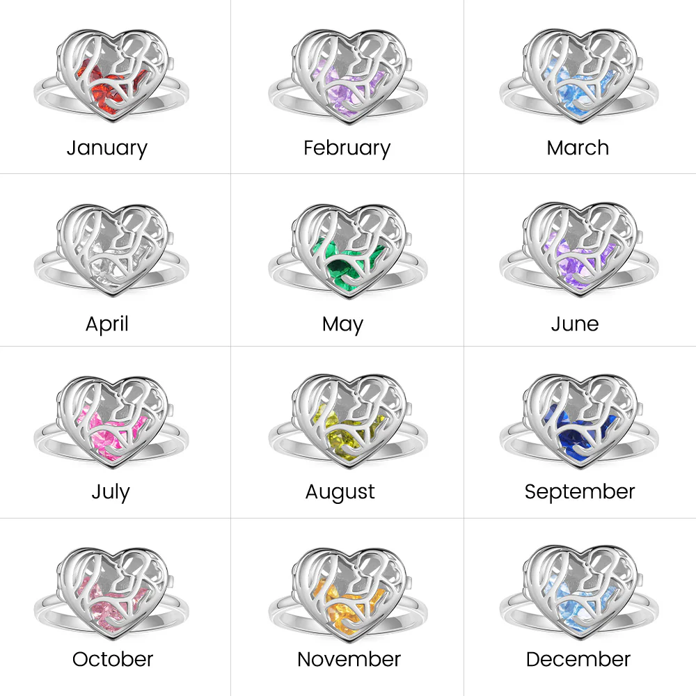 Gnoce Mother's Day Openable Hollow Heart with Diamond Ring - Image 7
