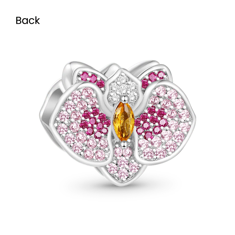 Gnoce Orchid Flower Charm Platinum-plated Silver Blend - Image 2