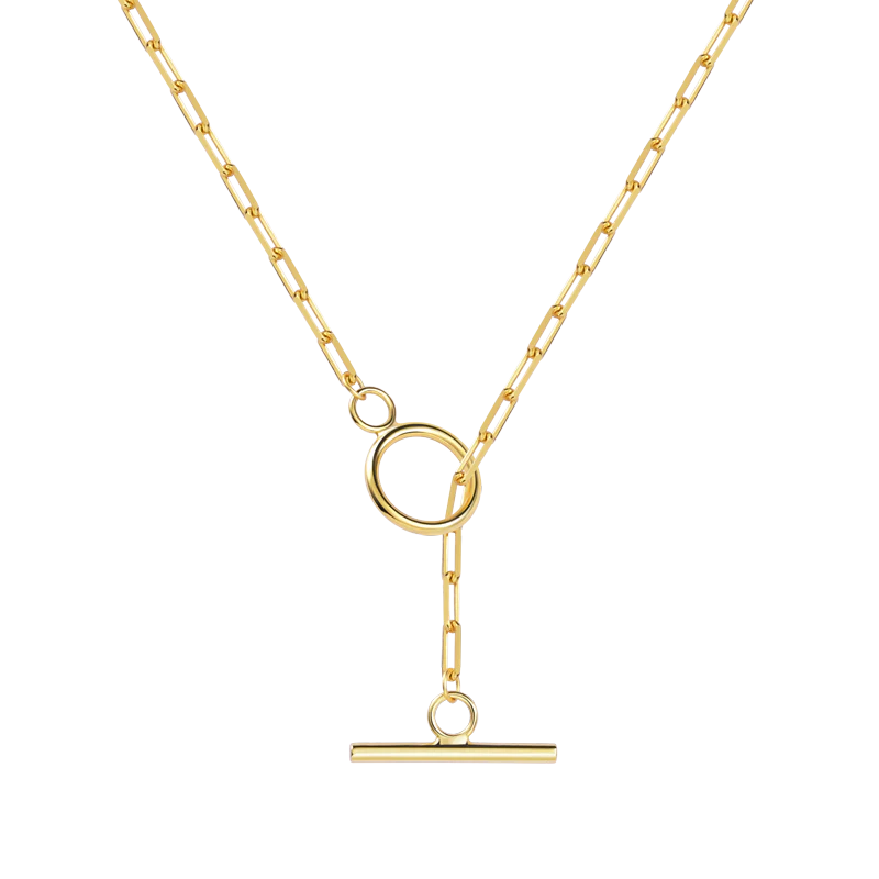 OT Buckle Chain Necklace Sterling Silver Gold Plated