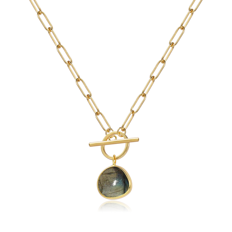 OT Buckle Labradorite Necklace Sterling Silver Gold Plated