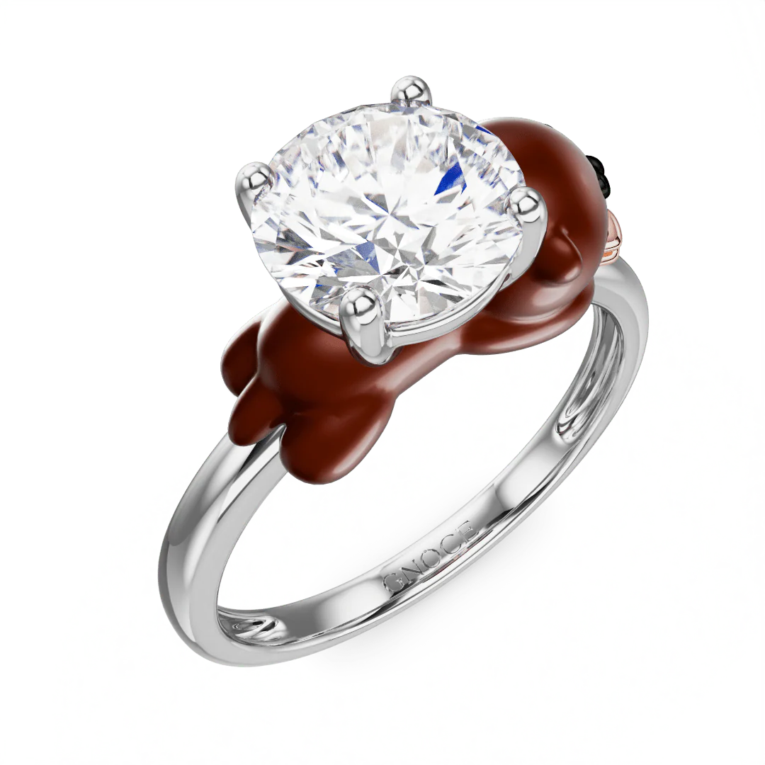 Gnoce Otter Embraces Moissanite Ring Platinum-plated Silver Blend - Image 3