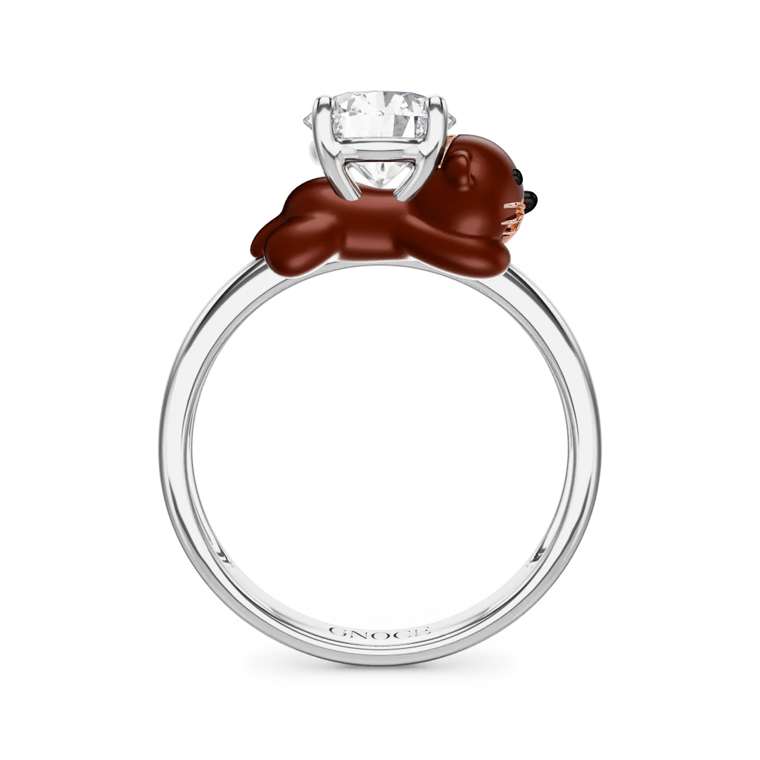 Gnoce Otter Embraces Moissanite Ring Platinum-plated Silver Blend - Image 4