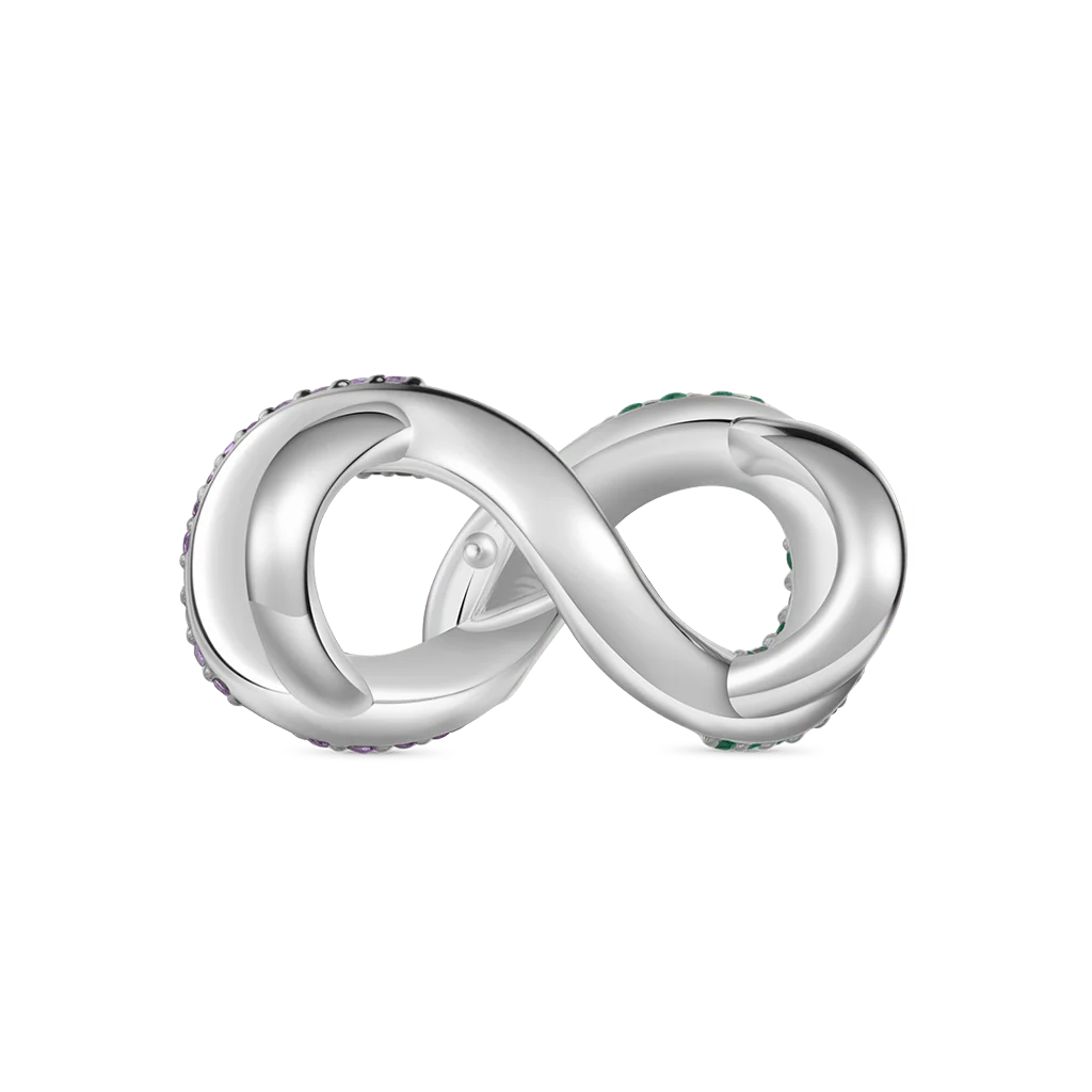 Gnoce Ouroboros Inlaid Zircon Birthstone Charm Platinum-plated Silver Blend - Image 4