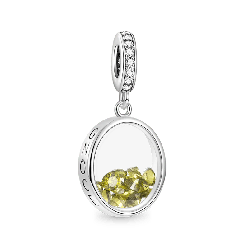 Gnoce Oval-shape Birthstone Charm Platinum-plated Silver Blend