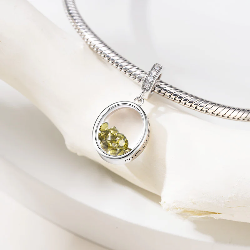 Gnoce Oval-shape Birthstone Charm Platinum-plated Silver Blend - Image 2