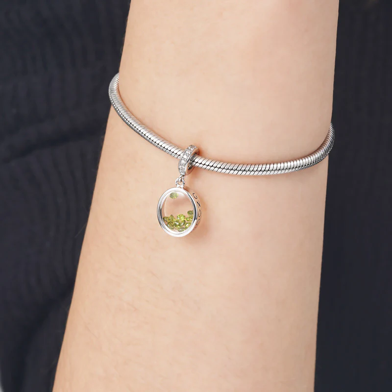 Gnoce Oval-shape Birthstone Charm Platinum-plated Silver Blend - Image 3