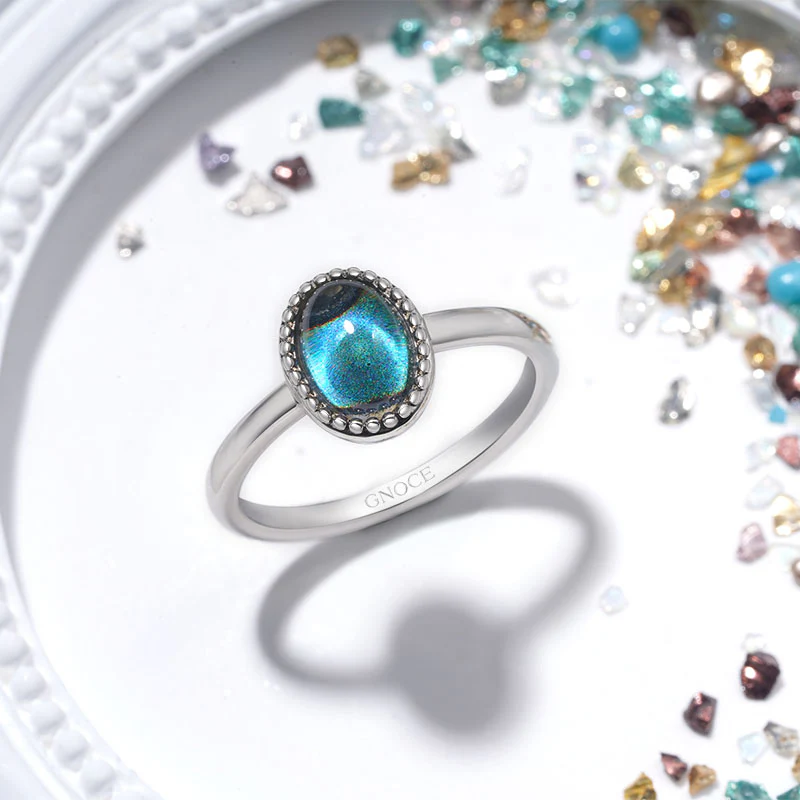 Gnoce Magic Oval Mood Ring Platinum-plated Silver Blend - Image 4