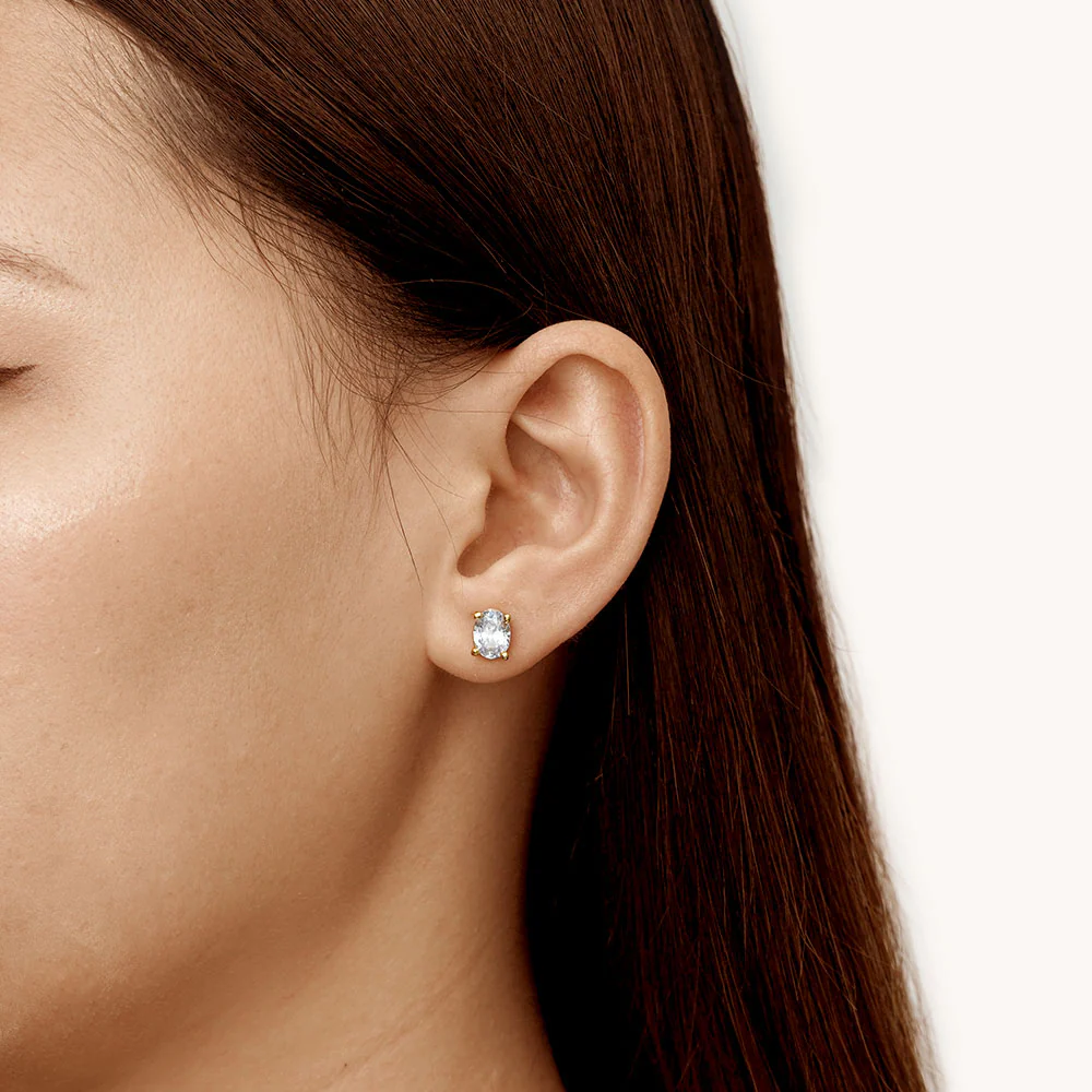 Gnoce Oval Stud Earring Platinum-plated Silver Blend - Image 5