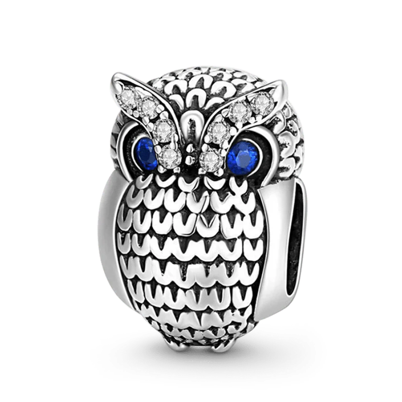 Owl Charm Bead Sterling Silver
