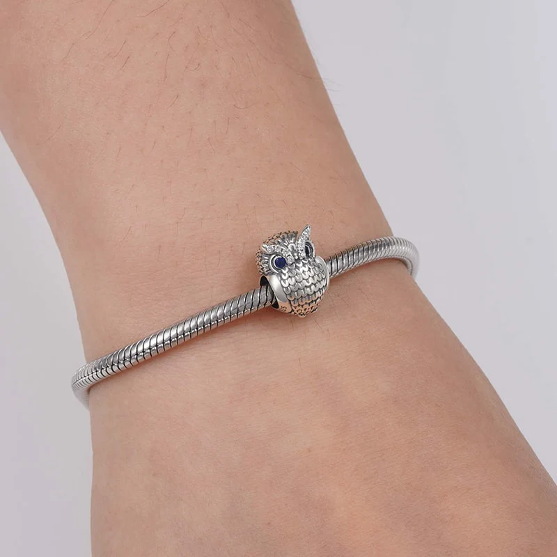 Owl Charm Bead Sterling Silver - Image 3
