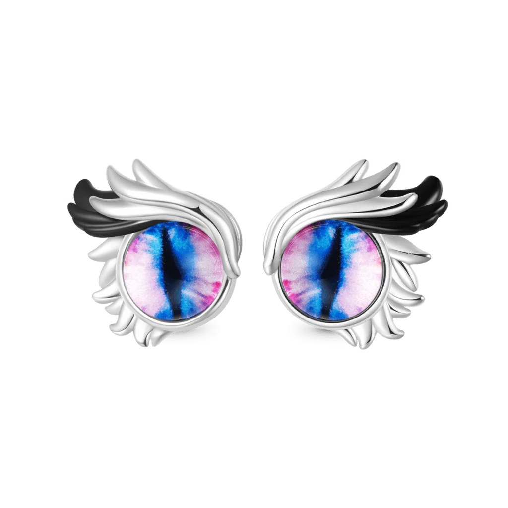 Gnoce Owl Evil Eye Stud Earrings Platinum-plated Silver Blend