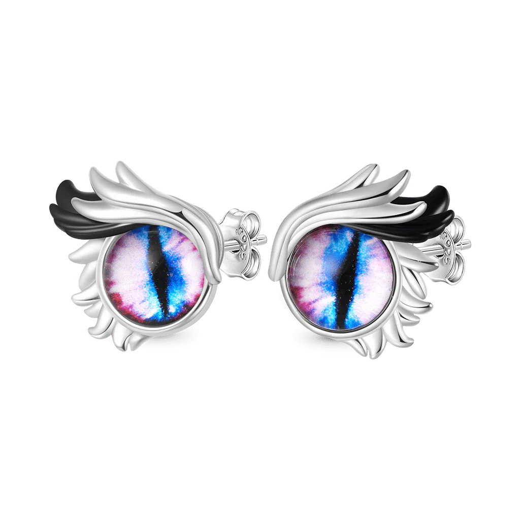 Gnoce Owl Evil Eye Stud Earrings Platinum-plated Silver Blend - Image 2