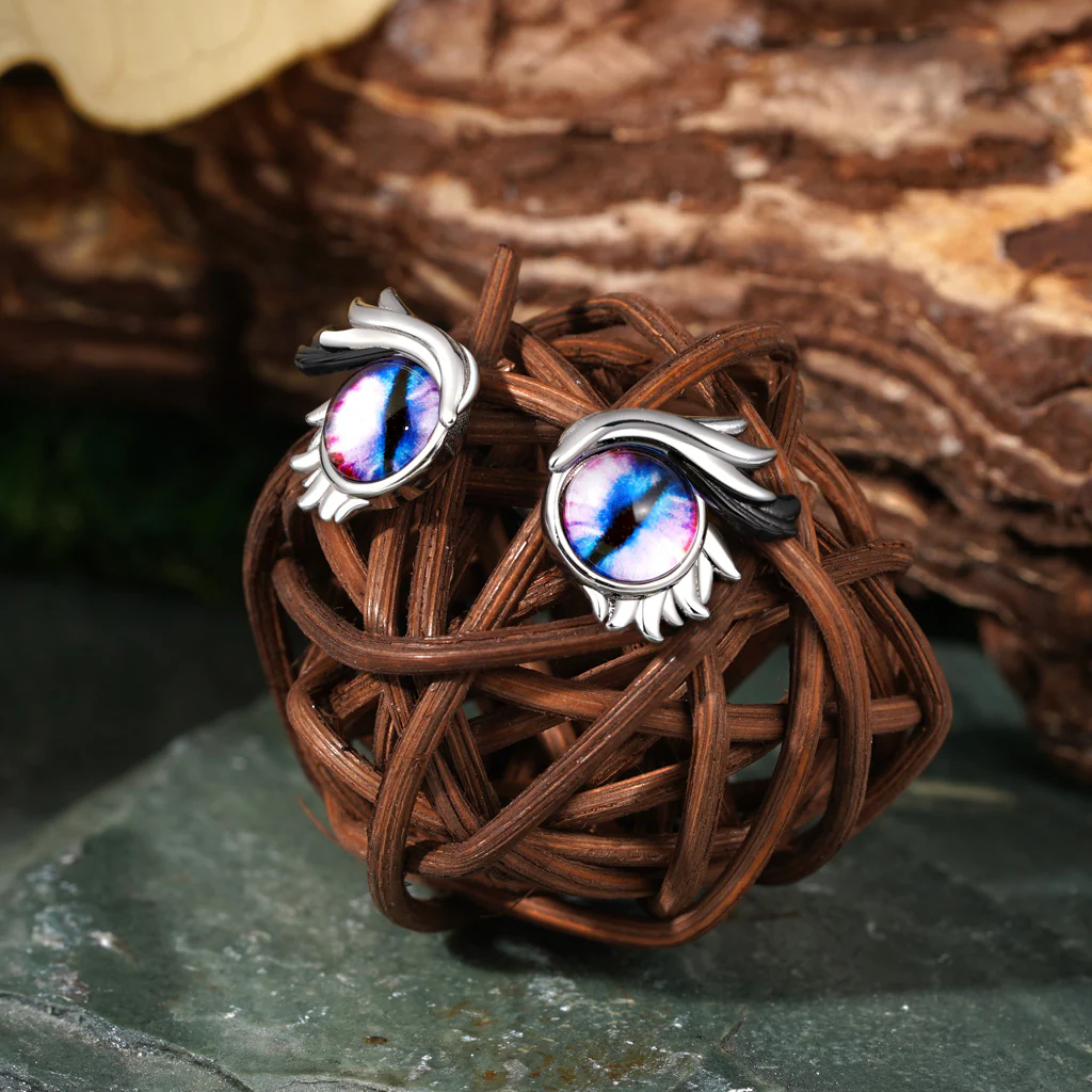 Gnoce Owl Evil Eye Stud Earrings Platinum-plated Silver Blend - Image 3