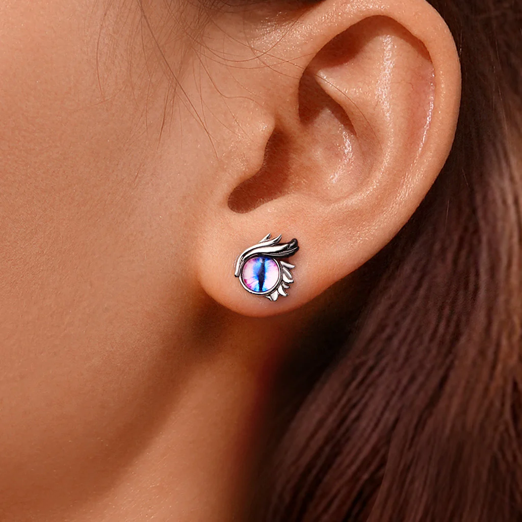 Gnoce Owl Evil Eye Stud Earrings Platinum-plated Silver Blend - Image 5