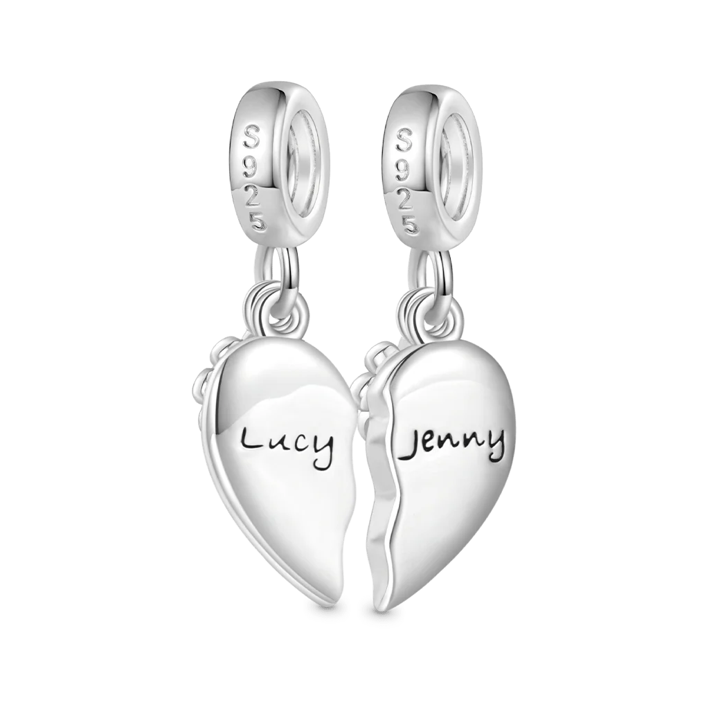 Gnoce Engravable Pair Heart Rainbow Charm Platinum-plated Silver Blend - Image 2