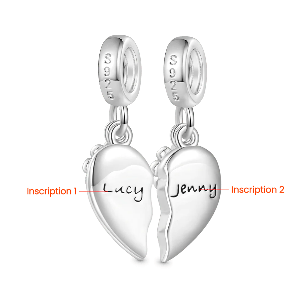 Gnoce Engravable Pair Heart Rainbow Charm Platinum-plated Silver Blend - Image 3