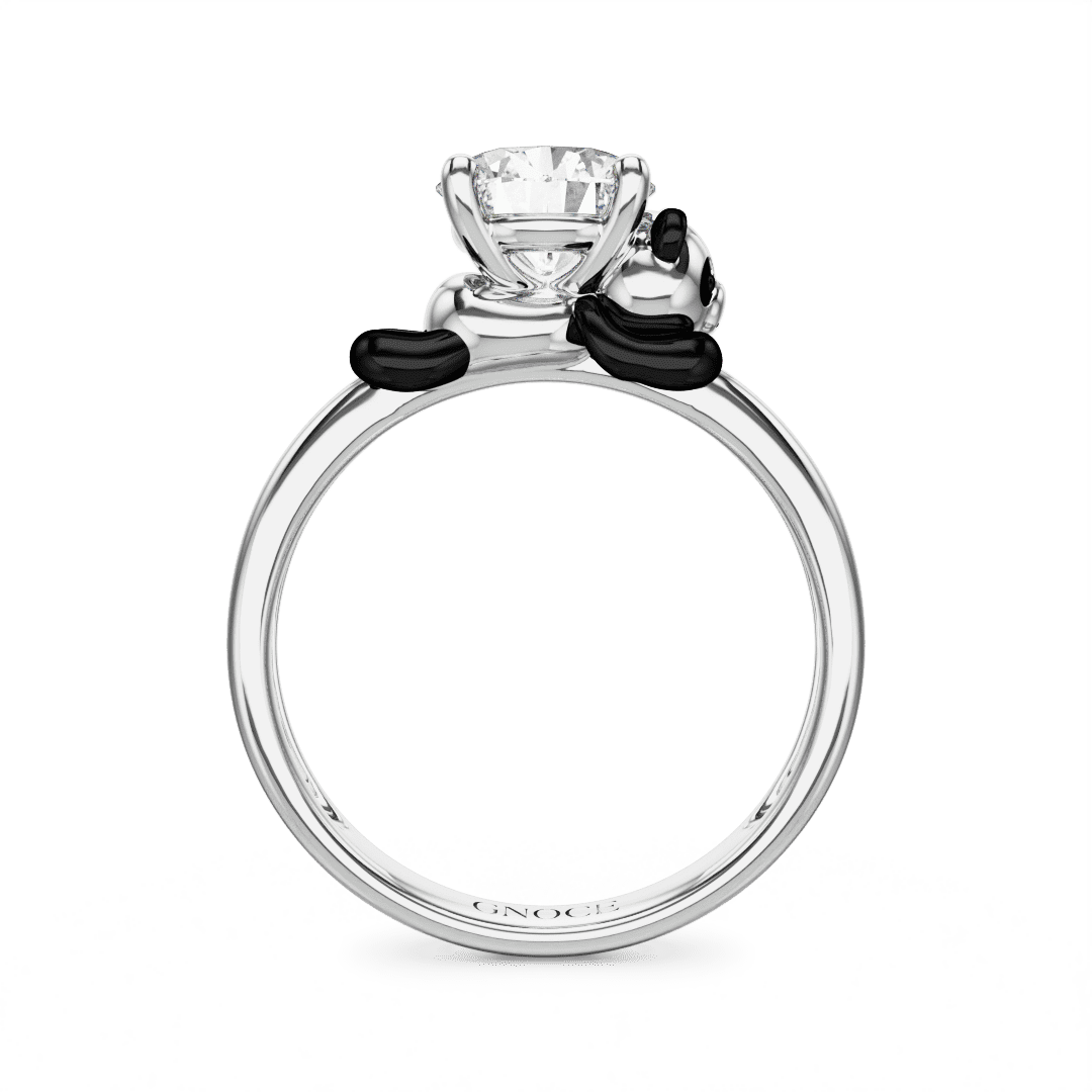 Gnoce Panda Embraces Moissanite Ring Platinum-plated Silver Blend - Image 3