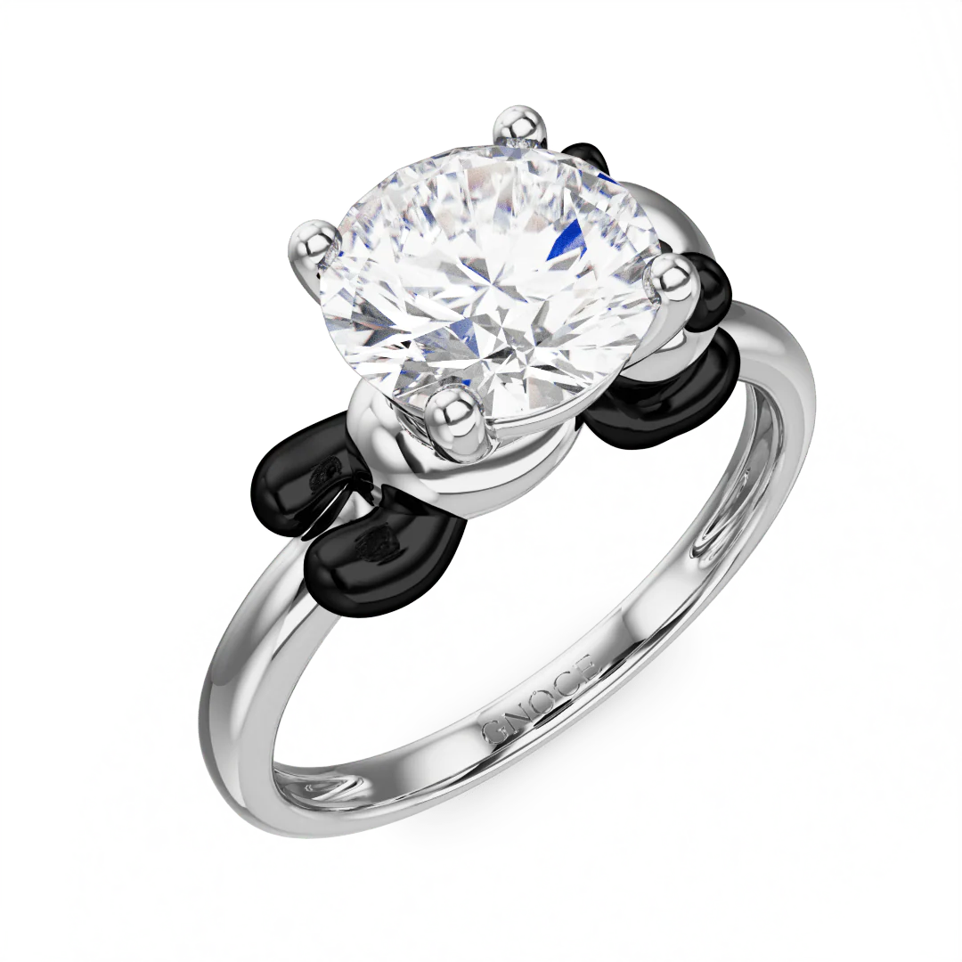 Gnoce Panda Embraces Moissanite Ring Platinum-plated Silver Blend - Image 5
