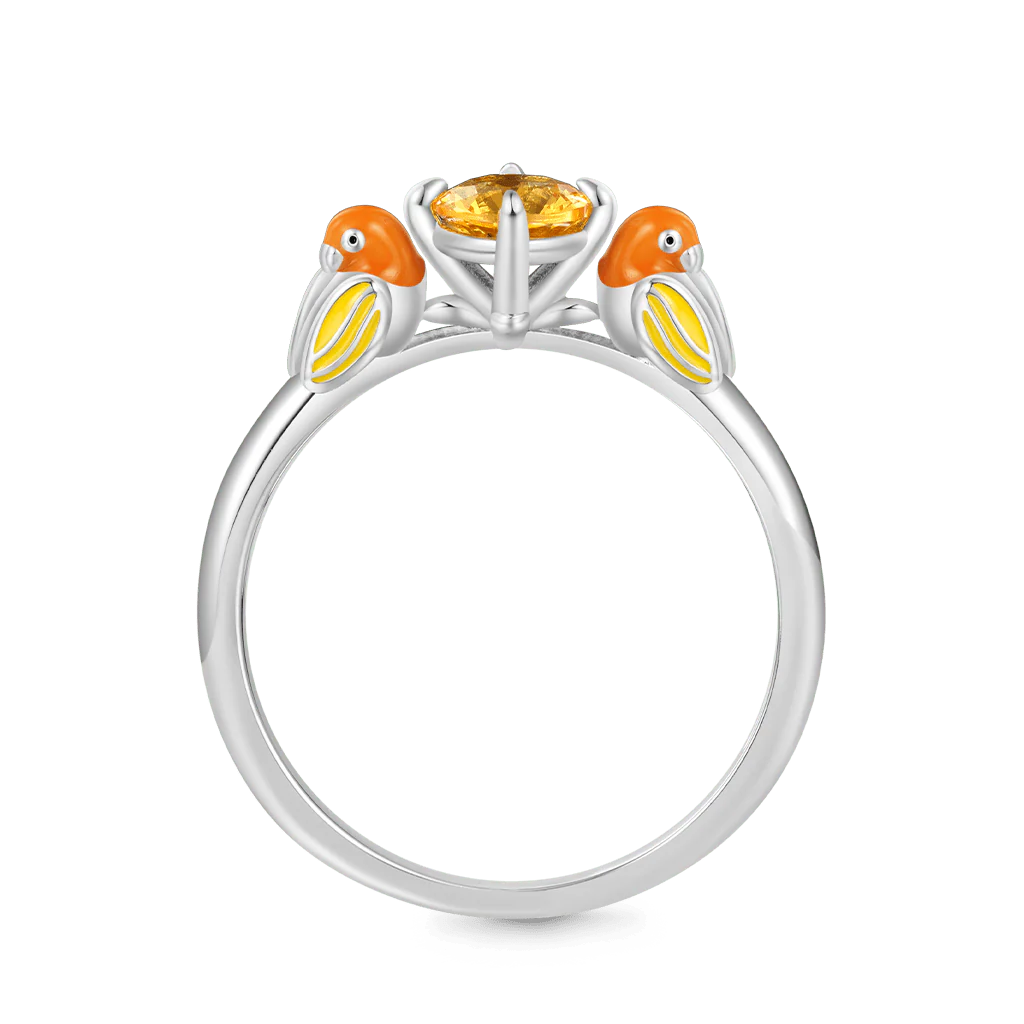 Gnoce Parrot Embrace Yellow Zircon Ring Platinum-plated Silver Blend