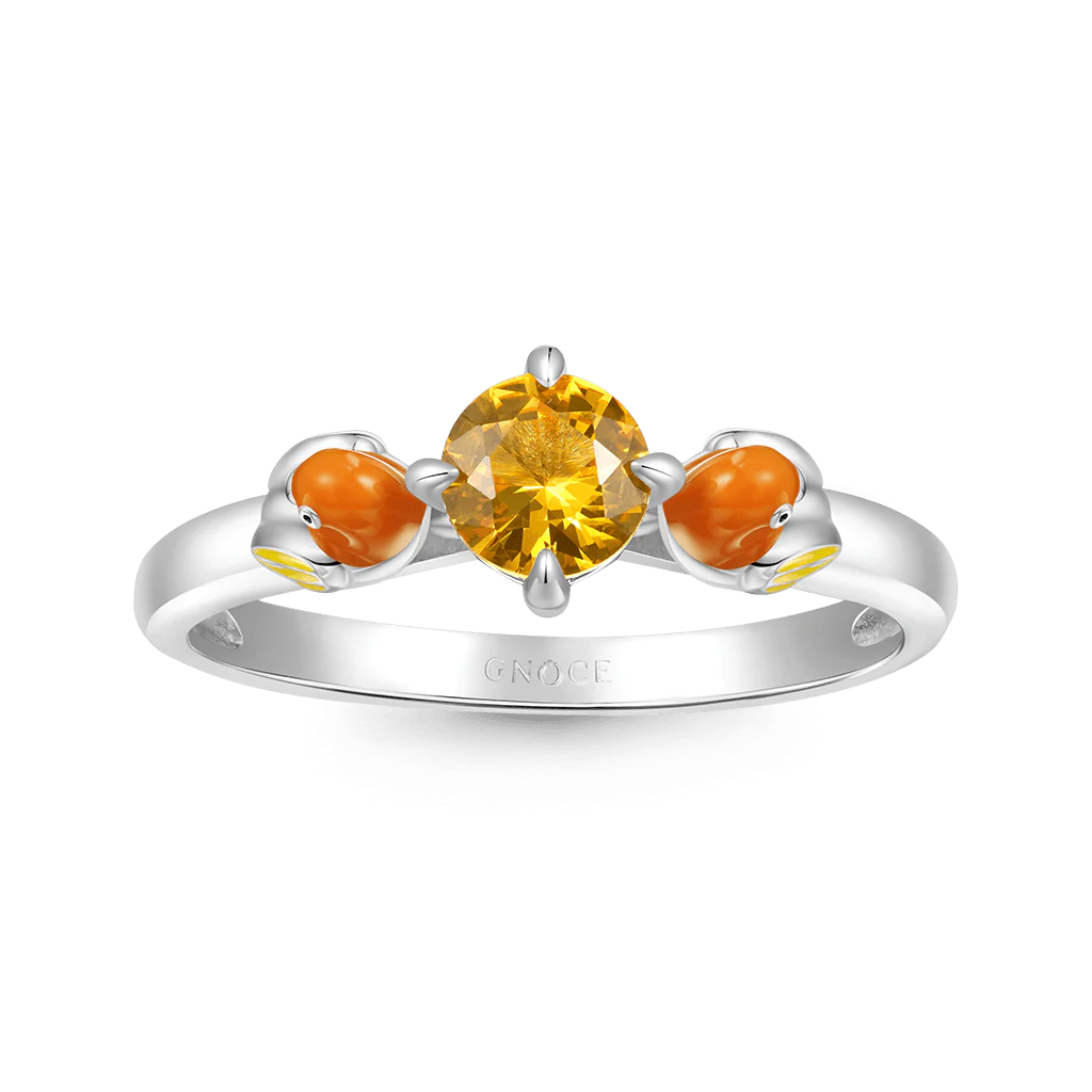 Gnoce Parrot Embrace Yellow Zircon Ring Platinum-plated Silver Blend - Image 2