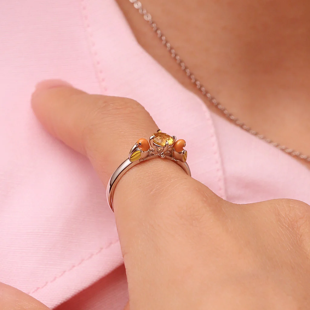 Gnoce Parrot Embrace Yellow Zircon Ring Platinum-plated Silver Blend - Image 5