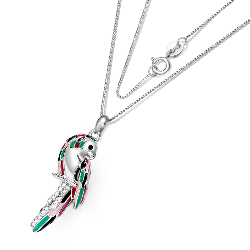 Gnoce Sparkling Parrot Necklace Platinum-plated Silver Blend - Image 2
