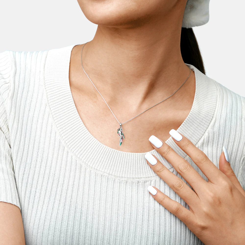 Gnoce Sparkling Parrot Necklace Platinum-plated Silver Blend - Image 3